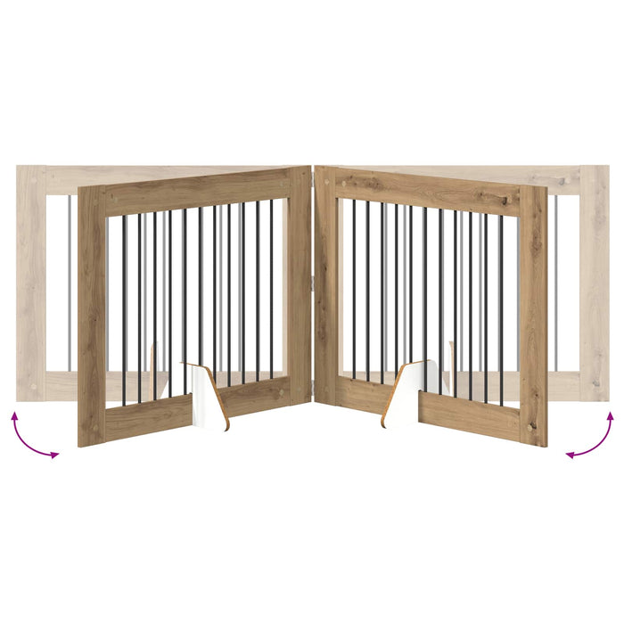 Poartă pentru câini cu suporturi 2 pcs Stejar Artizanal WALTI
