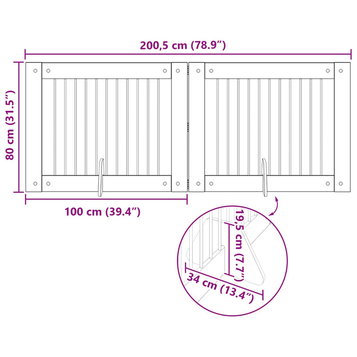 Poartă pentru câini cu suporturi 2 pcs Stejar Artizanal WALTI