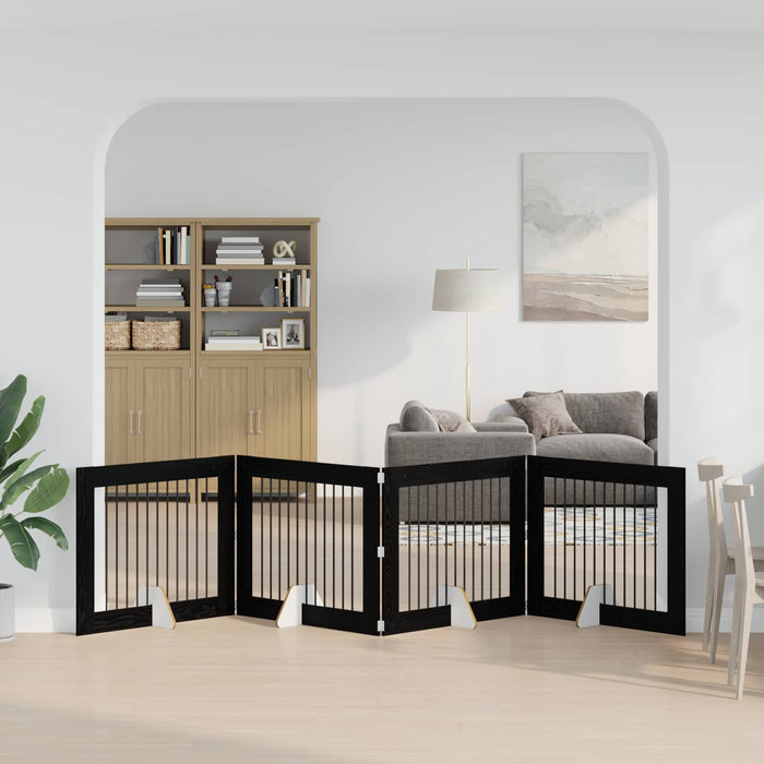 Poartă pentru câini cu suporturi 4 pcs Stejar Negru 100 x 80 cm WALTI