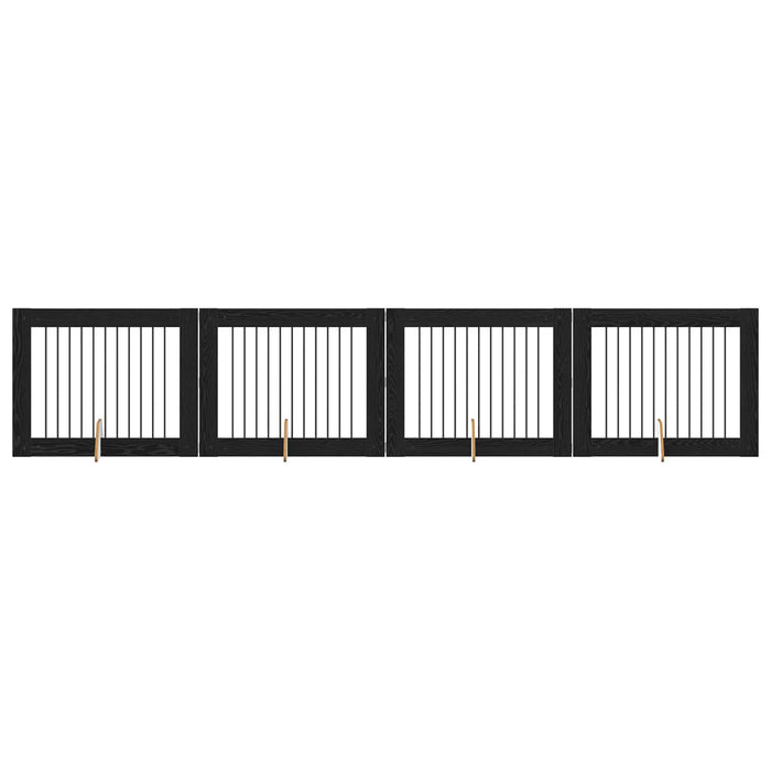 Poartă pentru câini cu suporturi 4 pcs Stejar Negru 100 x 80 cm WALTI