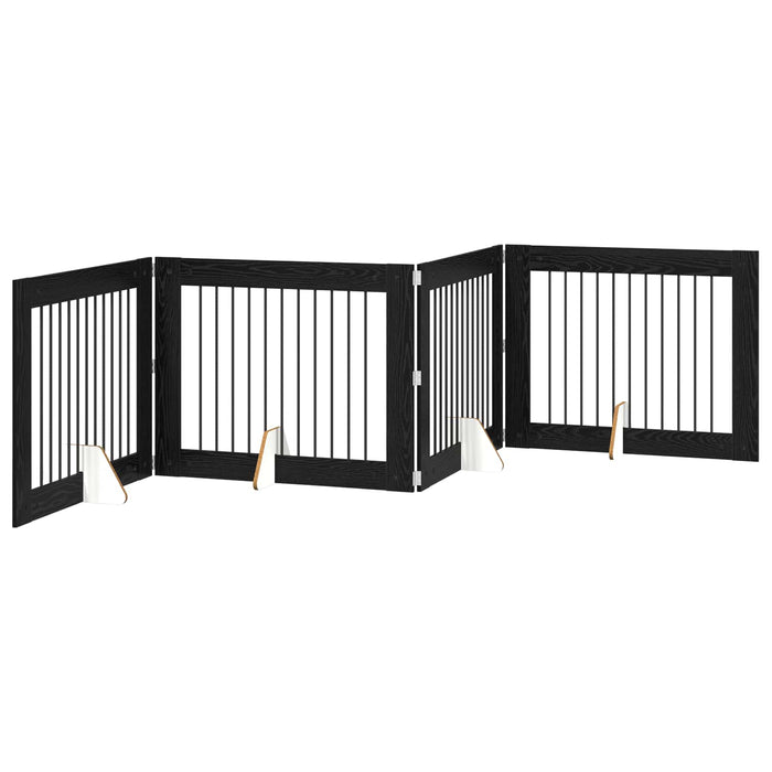 Poartă pentru câini cu suporturi 4 pcs Stejar Negru 100 x 80 cm WALTI