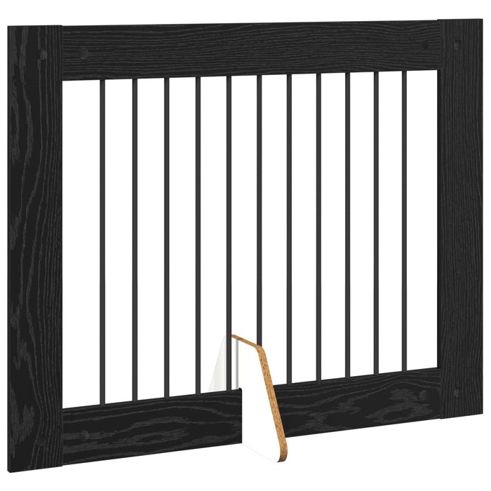 Poartă pentru câini cu suporturi 4 pcs Stejar Negru 100 x 80 cm WALTI