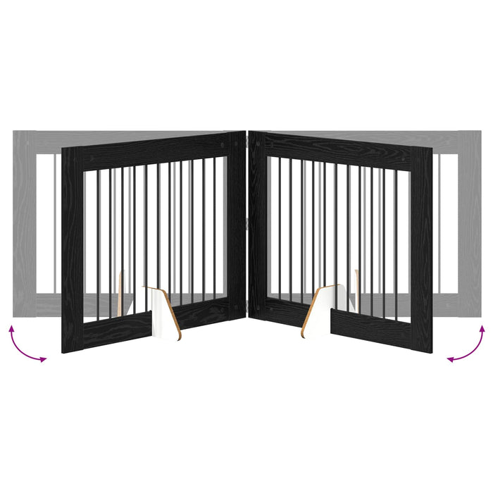 Poartă pentru câini cu suporturi 4 pcs Stejar Negru 100 x 80 cm WALTI