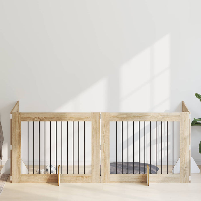 Poartă pentru câini cu suporturi 4 pcs Stejar Sonoma WALTI