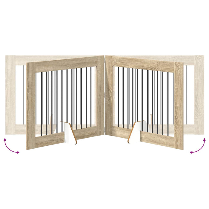 Poartă pentru câini cu suporturi 4 pcs Stejar Sonoma WALTI