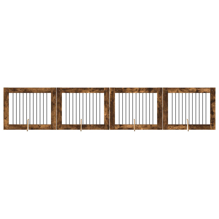 Poartă pentru câini cu suporturi 4 pcs Stejar fumuriu WALTI