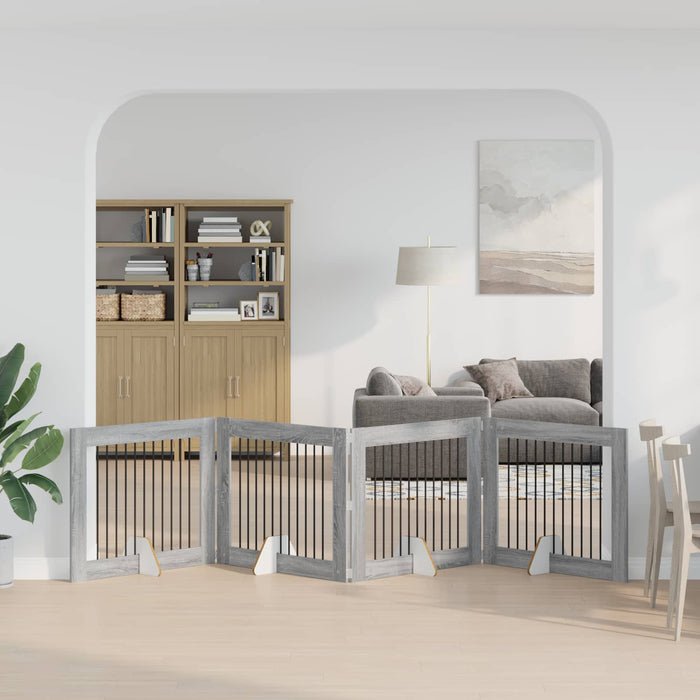 Poartă pentru câini cu suporturi 4 pcs Sonoma gri 100 x 80 cm WALTI