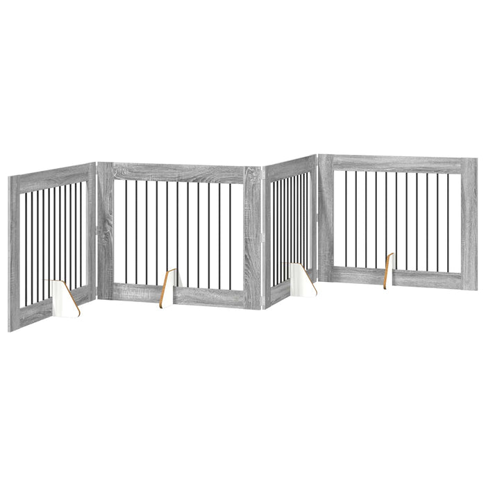 Poartă pentru câini cu suporturi 4 pcs Sonoma gri 100 x 80 cm WALTI