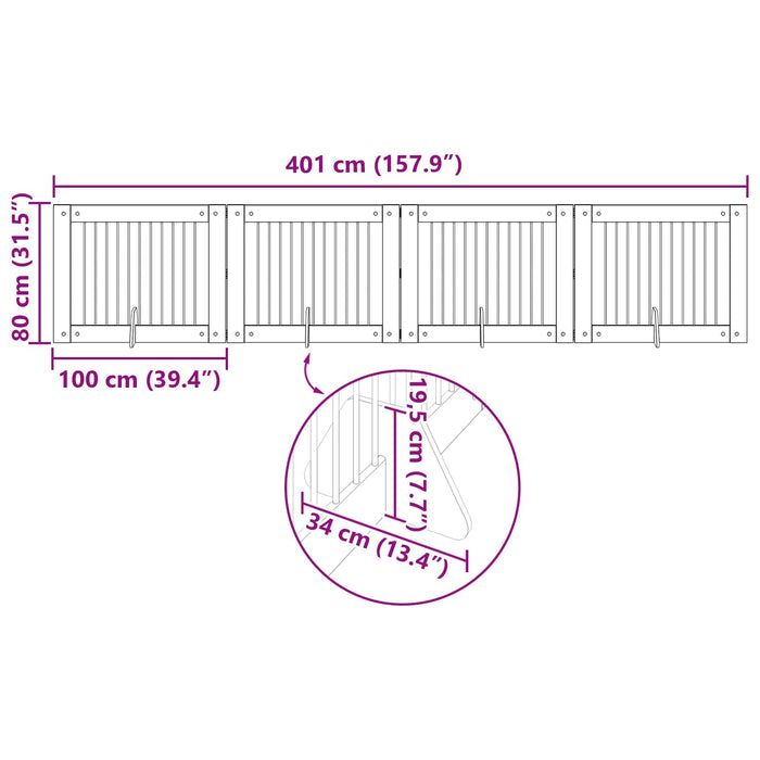 Poartă pentru câini cu suporturi 4 pcs Sonoma gri 100 x 80 cm WALTI