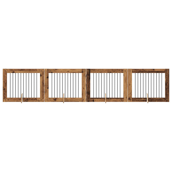 Poartă pentru câini cu suporturi 4 pcs Lemn vechi 100 x 80 cm - WALTI WALTI
