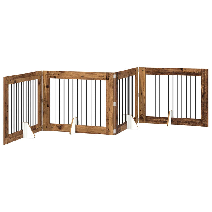 Poartă pentru câini cu suporturi 4 pcs Lemn vechi 100 x 80 cm - WALTI WALTI
