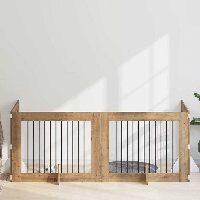 Poartă pentru câini cu suporturi 4 pcs Stejar Artizanal WALTI