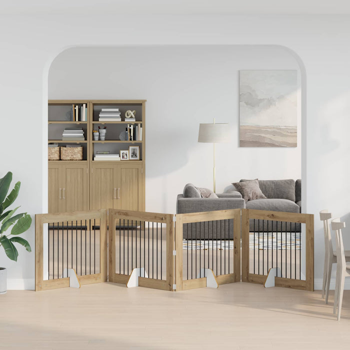 Poartă pentru câini cu suporturi 4 pcs Stejar Artizanal WALTI