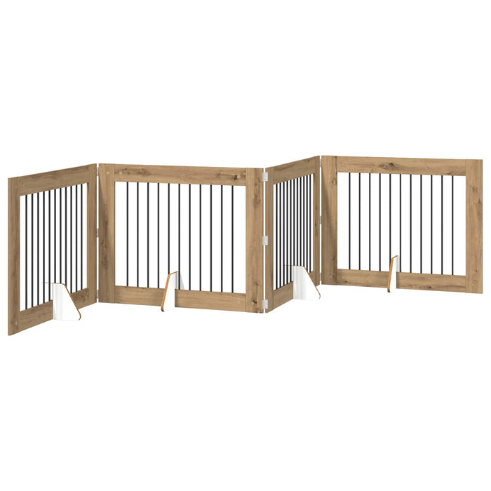 Poartă pentru câini cu suporturi 4 pcs Stejar Artizanal WALTI