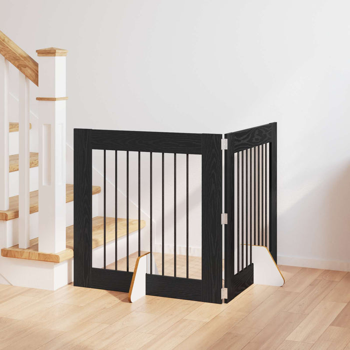 Poartă pentru câini cu suporturi 2 pcs Stejar Negru 80 x 80 cm - WALTI WALTI
