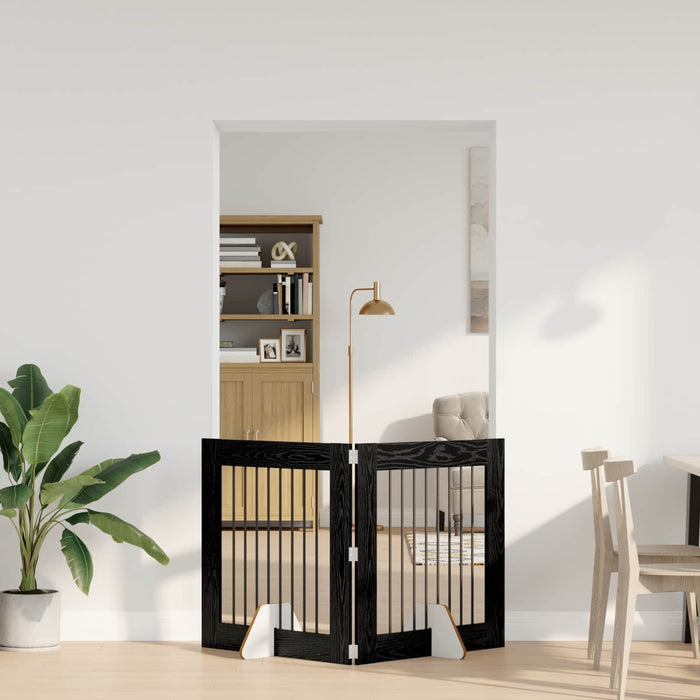 Poartă pentru câini cu suporturi 2 pcs Stejar Negru 80 x 80 cm - WALTI WALTI