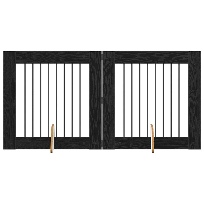 Poartă pentru câini cu suporturi 2 pcs Stejar Negru 80 x 80 cm - WALTI WALTI