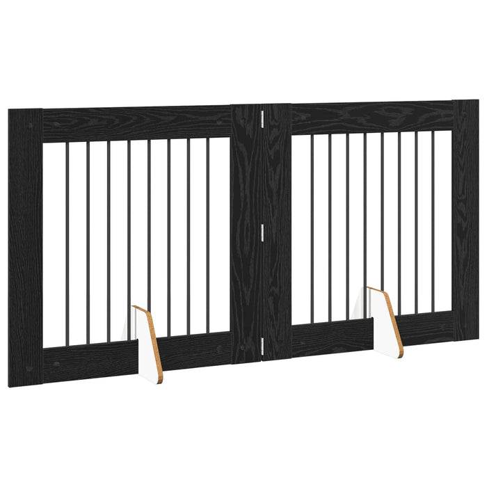 Poartă pentru câini cu suporturi 2 pcs Stejar Negru 80 x 80 cm - WALTI WALTI