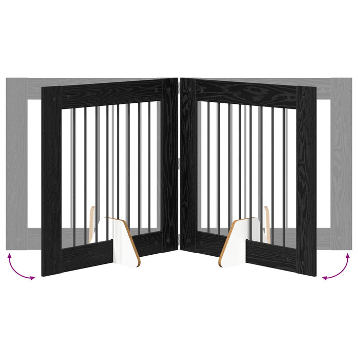 Poartă pentru câini cu suporturi 2 pcs Stejar Negru 80 x 80 cm - WALTI WALTI