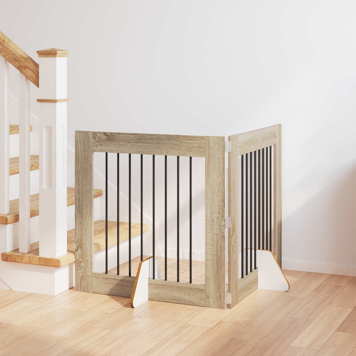 Poartă pentru câini cu suporturi 2 pcs Stejar Sonoma 80 x 80 cm - WALTI WALTI