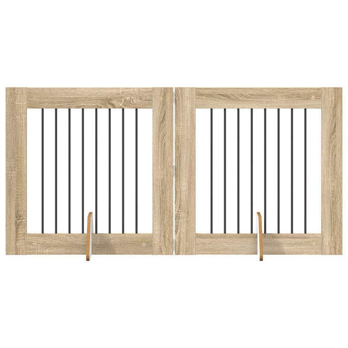 Poartă pentru câini cu suporturi 2 pcs Stejar Sonoma 80 x 80 cm - WALTI WALTI