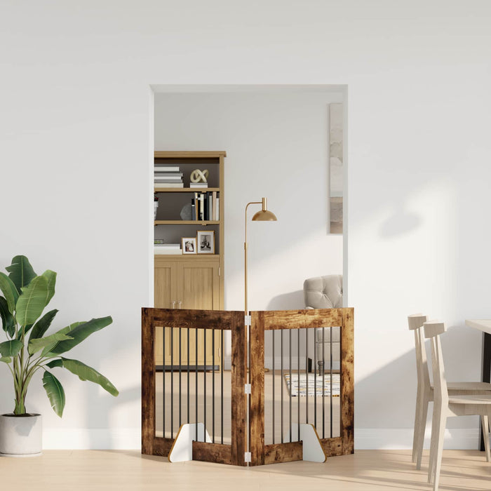 Poartă pentru câini cu suporturi 2 pcs Stejar fumuriu WALTI