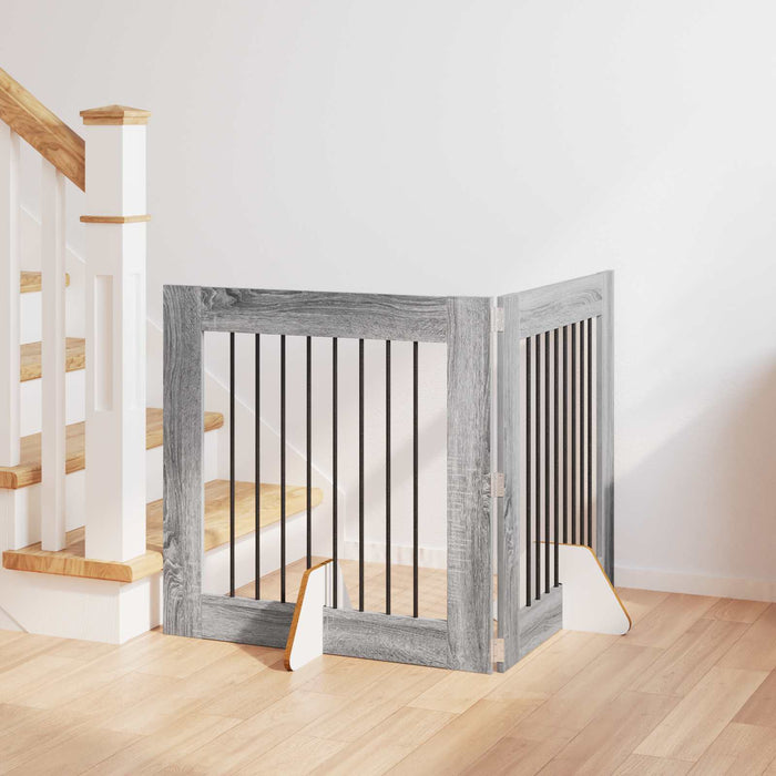 Poartă pentru câini cu suporturi 2 pcs Sonoma gri 80 x 80 cm WALTI