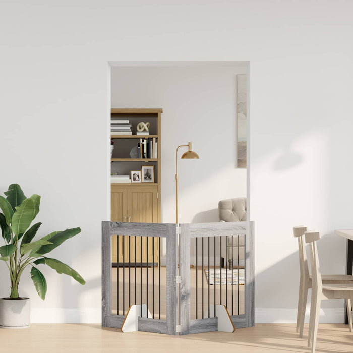 Poartă pentru câini cu suporturi 2 pcs Sonoma gri 80 x 80 cm WALTI