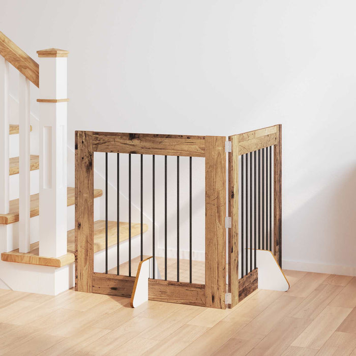 Poartă pentru câini cu suporturi 2 pcs Lemn vechi 80 x 80 cm WALTI