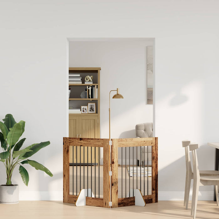 Poartă pentru câini cu suporturi 2 pcs Lemn vechi 80 x 80 cm WALTI