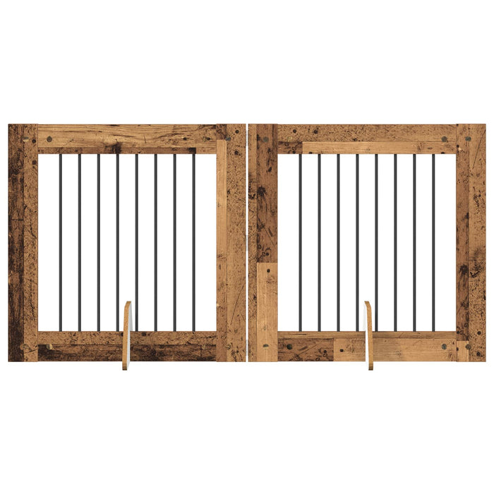 Poartă pentru câini cu suporturi 2 pcs Lemn vechi 80 x 80 cm WALTI
