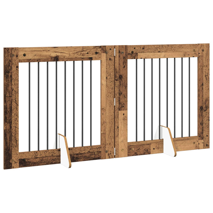 Poartă pentru câini cu suporturi 2 pcs Lemn vechi 80 x 80 cm WALTI