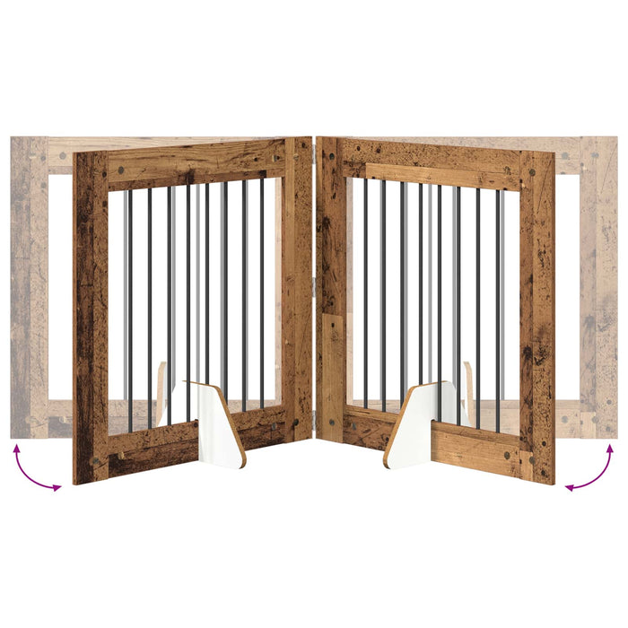 Poartă pentru câini cu suporturi 2 pcs Lemn vechi 80 x 80 cm WALTI