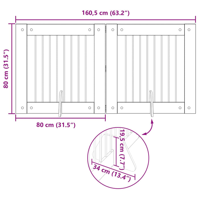 Poartă pentru câini cu suporturi 2 pcs Lemn vechi 80 x 80 cm WALTI