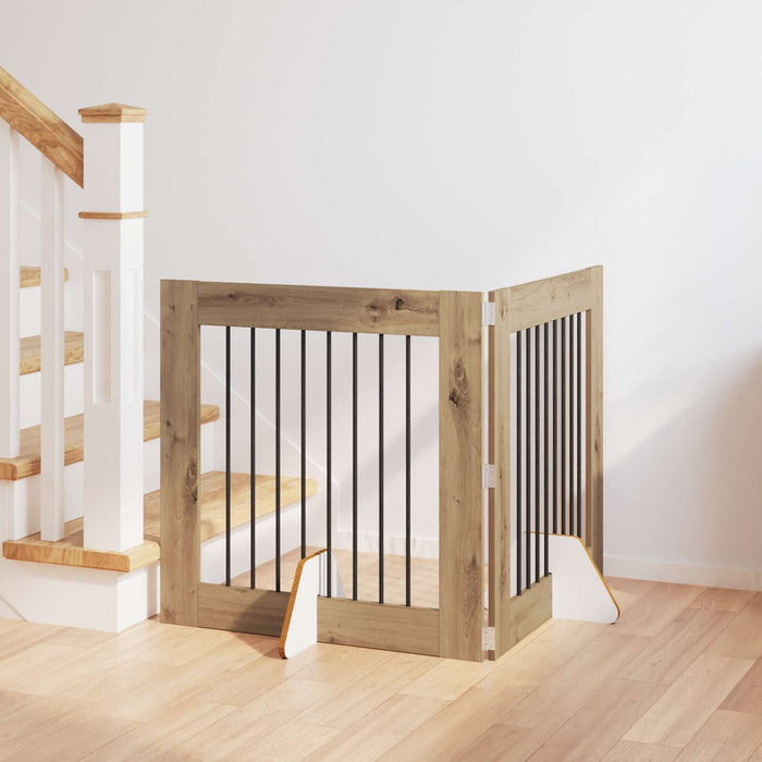 Poartă pentru câini cu suporturi 2 pcs Stejar Artizanal WALTI