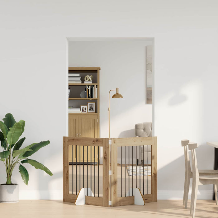 Poartă pentru câini cu suporturi 2 pcs Stejar Artizanal WALTI