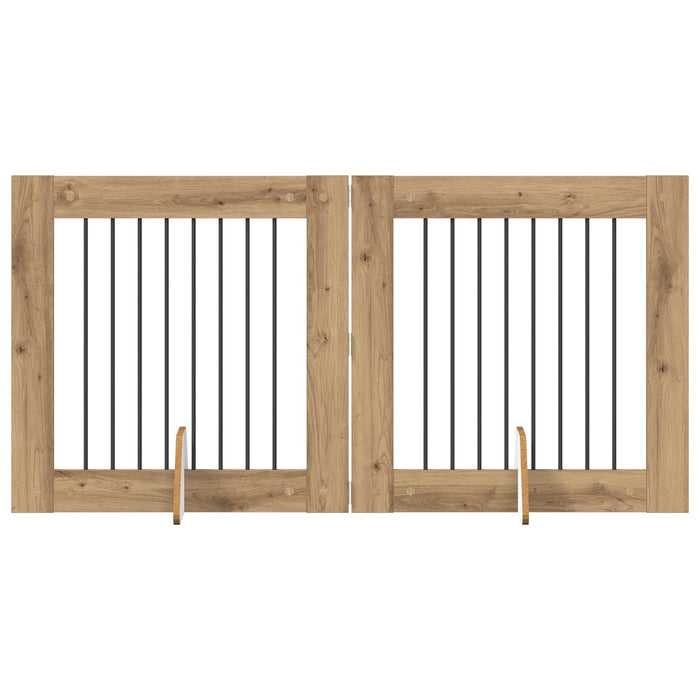 Poartă pentru câini cu suporturi 2 pcs Stejar Artizanal WALTI