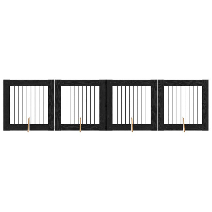 Poartă pentru câini cu suporturi 4 pcs Stejar Negru 80 x 80 cm WALTI