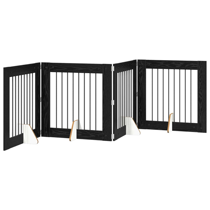 Poartă pentru câini cu suporturi 4 pcs Stejar Negru 80 x 80 cm WALTI