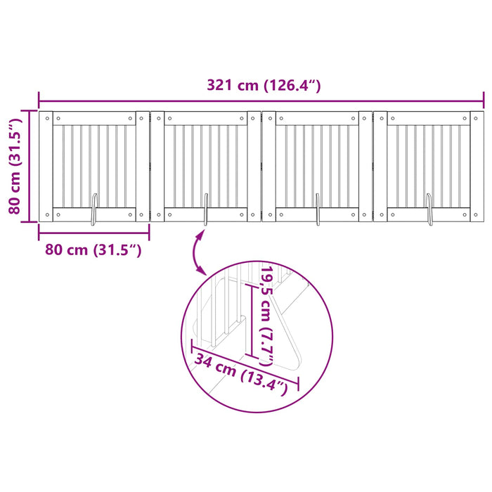 Poartă pentru câini cu suporturi 4 pcs Stejar Negru 80 x 80 cm WALTI