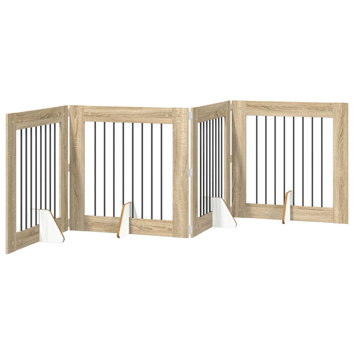 Poartă pentru câini cu suporturi 4 pcs Stejar Sonoma 80 x 80 cm WALTI