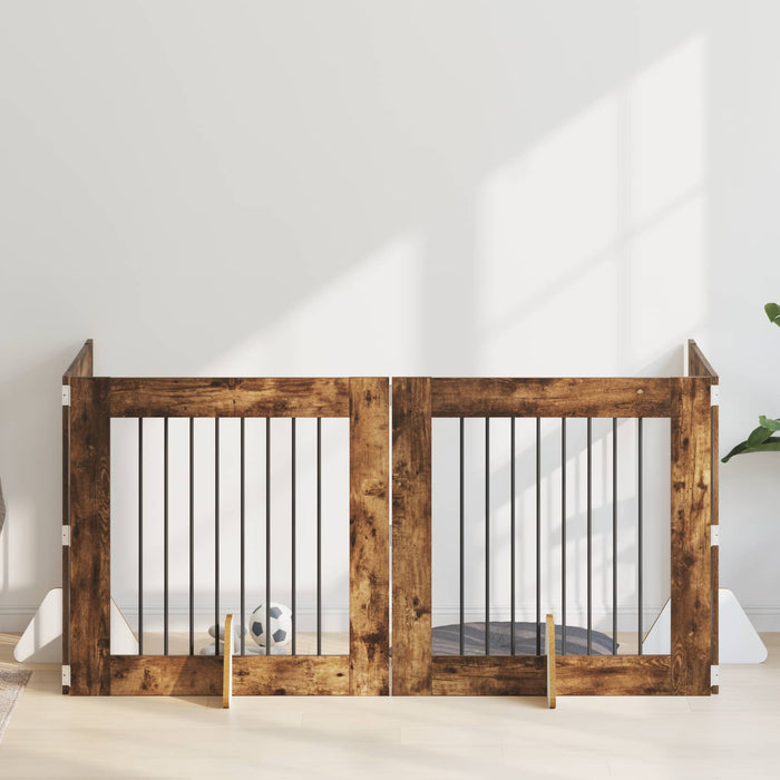 Poartă pentru câini cu suporturi 4 pcs Stejar fumuriu WALTI