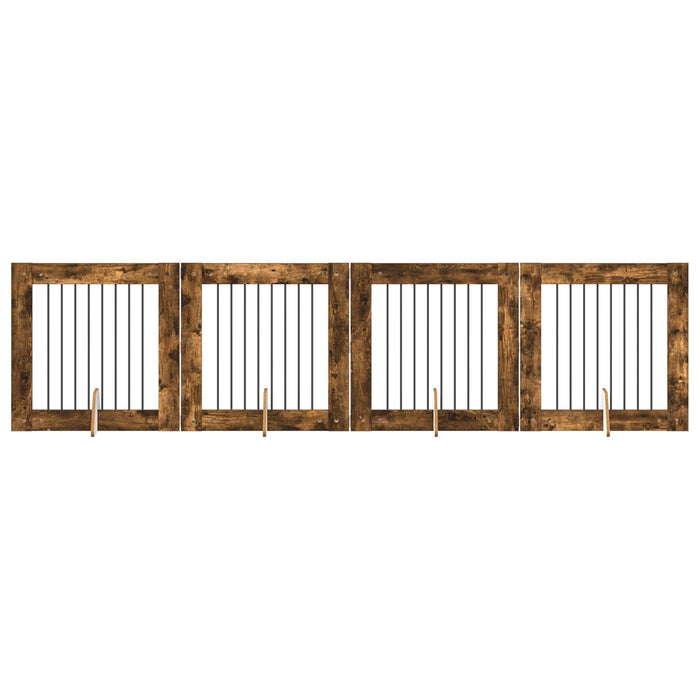 Poartă pentru câini cu suporturi 4 pcs Stejar fumuriu WALTI