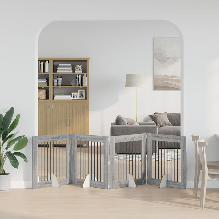 Poartă pentru câini cu suporturi 4 pcs Sonoma gri 80 x 80 cm WALTI