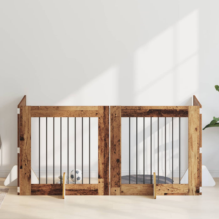 Poartă pentru câini cu suporturi 4 pcs Lemn vechi 80 x 80 cm - WALTI WALTI