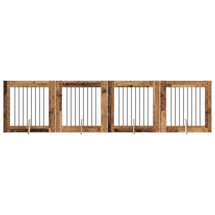 Poartă pentru câini cu suporturi 4 pcs Lemn vechi 80 x 80 cm - WALTI WALTI