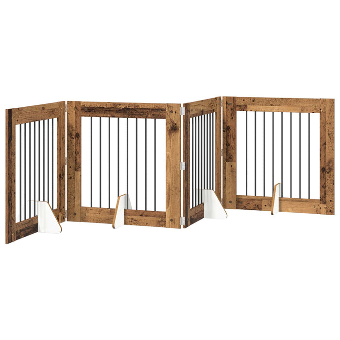 Poartă pentru câini cu suporturi 4 pcs Lemn vechi 80 x 80 cm - WALTI WALTI