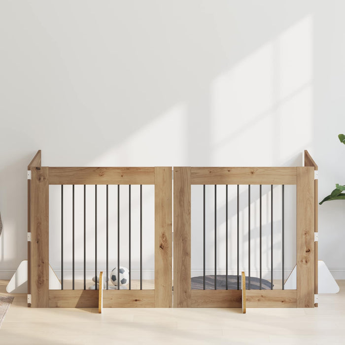 Poartă pentru câini cu suporturi 4 pcs Stejar Artizanal WALTI