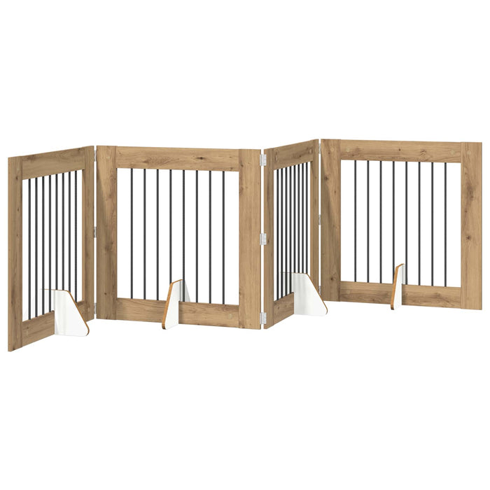 Poartă pentru câini cu suporturi 4 pcs Stejar Artizanal WALTI