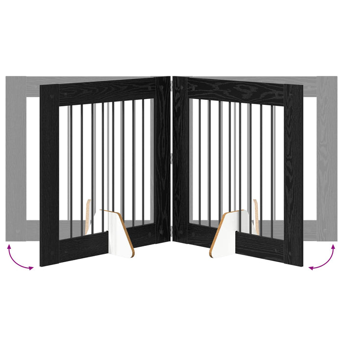 Poartă pentru câini cu suporturi 6 pcs Stejar Negru 80 x 80 cm WALTI
